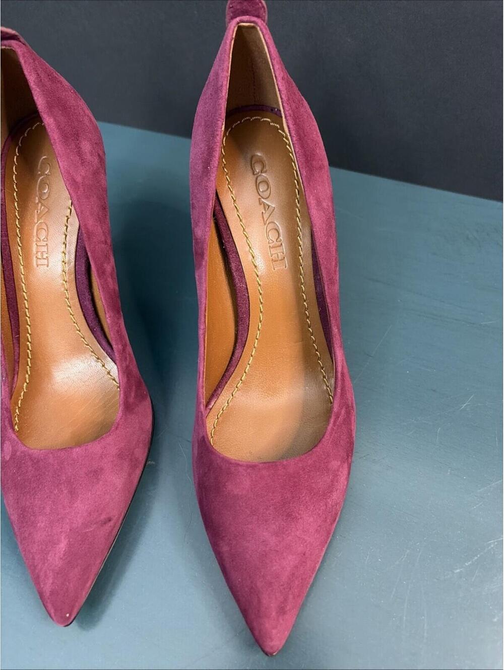 Women’s Coach Waverly Suede Plum Purple Pump New Size 6 - Picture 3 of 9